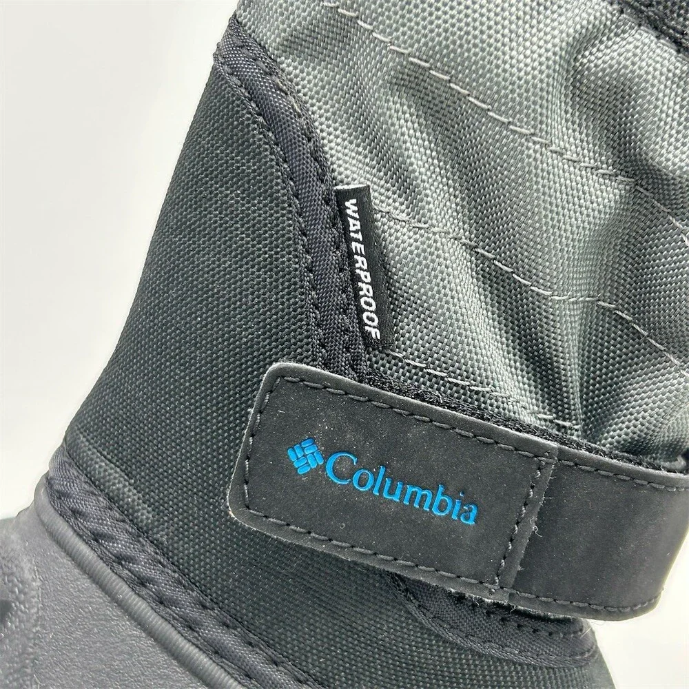 Columbia Powderbug Plus II Kids Winter Snow Boots Black Gray Waterproof Size 7